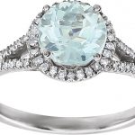 14K White Natural Aquamarine & 1/6 CTW Natural Diamond Ring - 651300