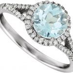 14K White Natural Aquamarine & 1/6 CTW Natural Diamond Ring - 651300