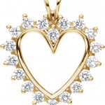 14K White 9/10 CTW Natural Diamond Heart Pendant - 60746