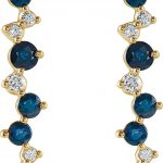 14K Yellow Natural Blue Sapphire & 1/10 CTW Natural Diamond Earrings - 65692