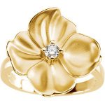 14K Yellow 1/10 CT Natural Diamond Flower Ring - 66664