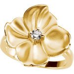 14K Yellow 1/10 CT Natural Diamond Flower Ring - 66664