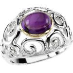 Sterling Silver & 14K Yellow Natural Amethyst Scroll Ring - 66723