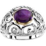 Sterling Silver & 14K Yellow Natural Amethyst Scroll Ring - 66723