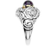 Sterling Silver & 14K Yellow Natural Amethyst Scroll Ring - 66723