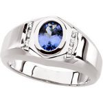 14K White Natural Tanzanite & 1/8 CTW Natural Diamond Ring - 66394