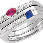 14K White Natural Ruby & .08 CTW Natural Diamond Stackable Ring - 71523