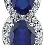 14K White Lab-Grown Blue Sapphire & .04 CTW Natural Diamond Pendant - 651372