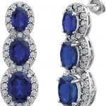 14K White Lab-Grown Blue Sapphire & .07 CTW Natural Diamond Earrings - 651373