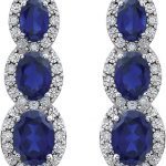 14K White Lab-Grown Blue Sapphire & .07 CTW Natural Diamond Earrings - 651373