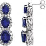 14K White Lab-Grown Blue Sapphire & .07 CTW Natural Diamond Earrings - 651373