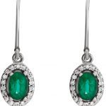 14K White Natural Emerald & 1/6 CTW Natural Diamond Earrings - 69758