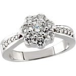 14K White 1 1/8 Natural Diamond Cluster Ring - 67102