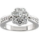 14K White 1 1/8 Natural Diamond Cluster Ring - 67102