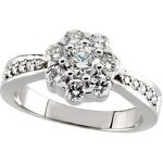 14K White 1 1/8 Natural Diamond Cluster Ring - 67102