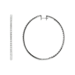 14K White 5 CTW Natural Diamond Inside-Outside 51 mm Hoop Earrings - 67064