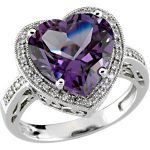 14K White Natural Amethyst & 1/6 CTW Natural Diamond Ring - 65666