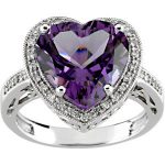 14K White Natural Amethyst & 1/6 CTW Natural Diamond Ring - 65666