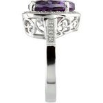 14K White Natural Amethyst & 1/6 CTW Natural Diamond Ring - 65666