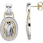 Sterling Silver & 14K Yellow 1/5 CTW Natural Diamond Zebra Skin Earring - 67051