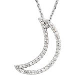 14K White 1/5 CTW Natural Diamond Crescent Moon 16" Necklace - 67122