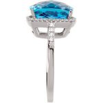 14K White Natural Checkerboard Swiss Blue Topaz & 1/4 CTW Natural Diamond Ring - 67078