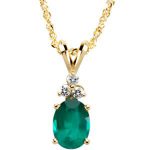 14K Yellow Natural Emerald & .10 CTW Natural Diamond 18" Necklace - 67104