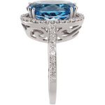 14K White Natural Swiss Blue Topaz & 1/2 CTW Natural Diamond Ring - 67112