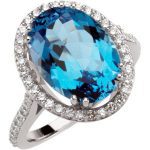 14K White Natural Swiss Blue Topaz & 1/2 CTW Natural Diamond Ring - 67112