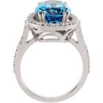 14K White Natural Swiss Blue Topaz & 1/2 CTW Natural Diamond Ring - 67112