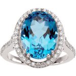 14K White Natural Swiss Blue Topaz & 1/2 CTW Natural Diamond Ring - 67112