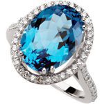 14K White Natural Swiss Blue Topaz & 1/2 CTW Natural Diamond Ring - 67112