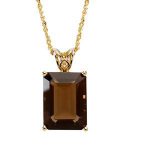 14K Yellow Natural Smoky Quartz Solitaire 18" Necklace - 69217