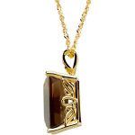 14K Yellow Natural Smoky Quartz Solitaire 18" Necklace - 69217