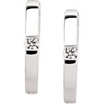 14K White .07 CTW Natural Diamond Hoop Earrings - 67151