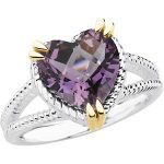 Sterling Silver & 14K Yellow Natural Amethyst Heart Ring - 67166