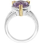 Sterling Silver & 14K Yellow Natural Amethyst Heart Ring - 67166