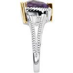 Sterling Silver & 14K Yellow Natural Amethyst Heart Ring - 67166