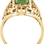 14K Yellow Natural Nephrite Jade Cabochon Ring - 61952