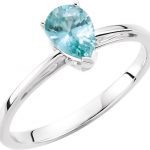 14K White Natural Blue Zircon Ring - 67569