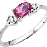 14K White Natural Pink Tourmaline & .03 CTW Natural Diamond Ring - 67566