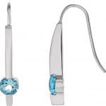 14K White Natural Aquamarine Bar Earrings - 67564