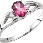 14K White Natural Pink Tourmaline & .025 CTW Natural Diamond Ring - 61188