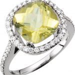 14K White Natural Lemon Quartz & 1/2 CTW Natural Diamond Halo-Style Ring - 66541