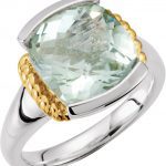 Sterling Silver & 14K Yellow Natural Green Quartz Ring - 66895