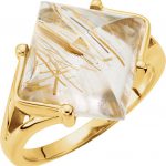 14K White Natural Rutilated Quartz Ring - 67229