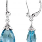 14K White Natural Swiss Blue Topaz Earrings - 64574