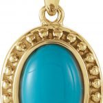 14K Yellow Natural Turquoise Pendant - 64905