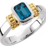 Sterling Silver & 14K Yellow Natural London Blue Topaz Ring - 60640