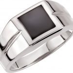 Platinum Natural Black Onyx Ring - 60689